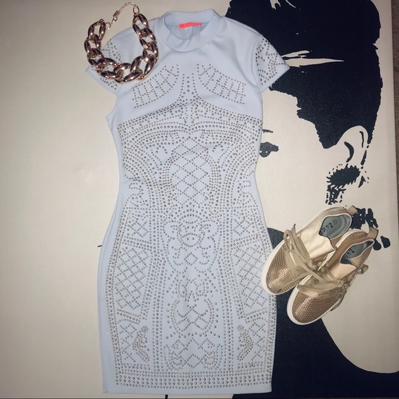 Banjul | Powder Blue Studded Cap Sleeve Dress - Picture 7 of 8